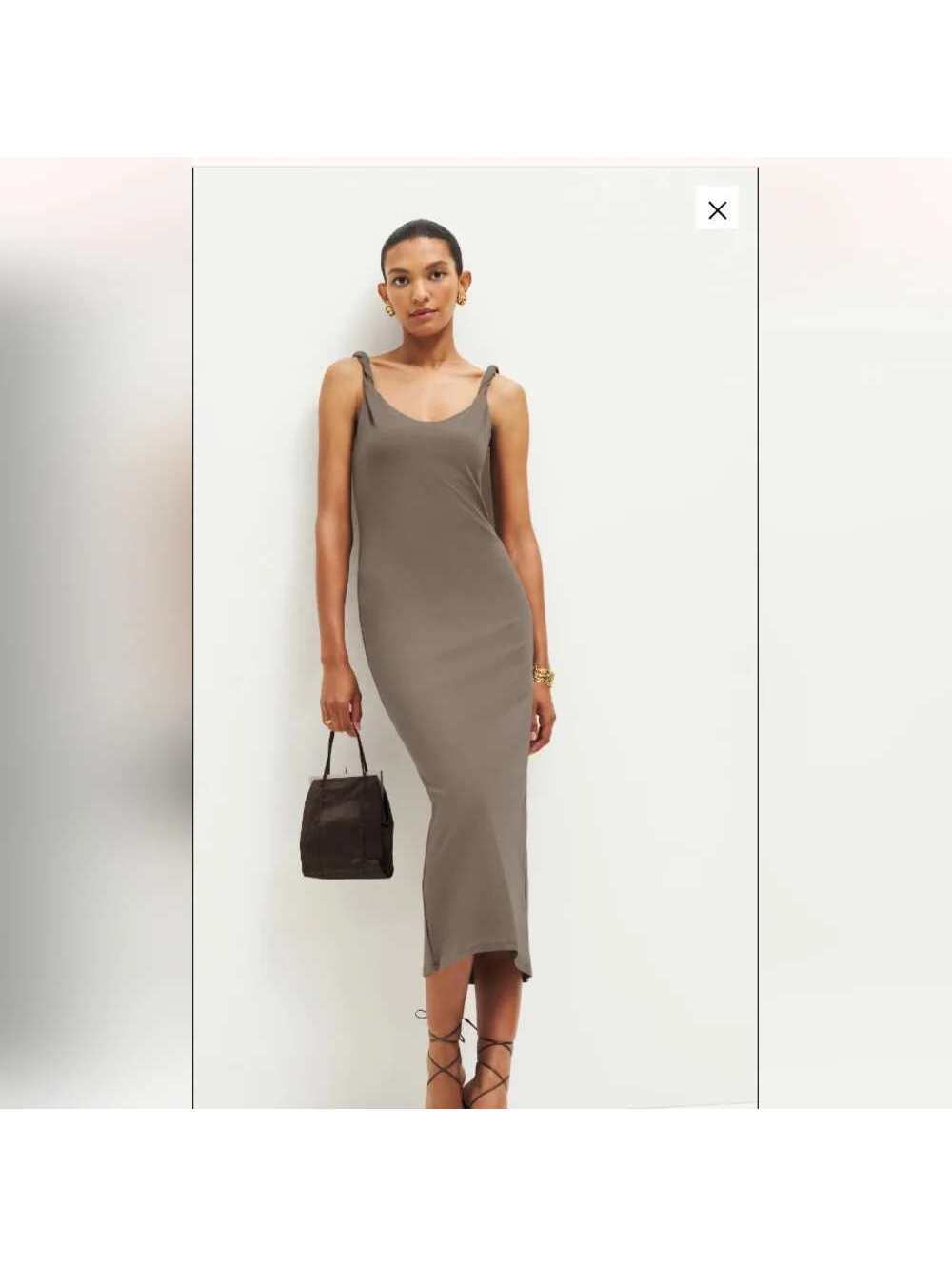 Reformation Brown Scoop Neck Sleeveless Maxi Knit Dress Size XL Minimalist Fall
